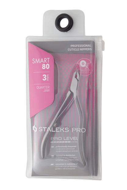 Alicates profesionales para cutículas Staleks Smart 80 de 3 mm, mandíbula de cuarto (NS-80-3)