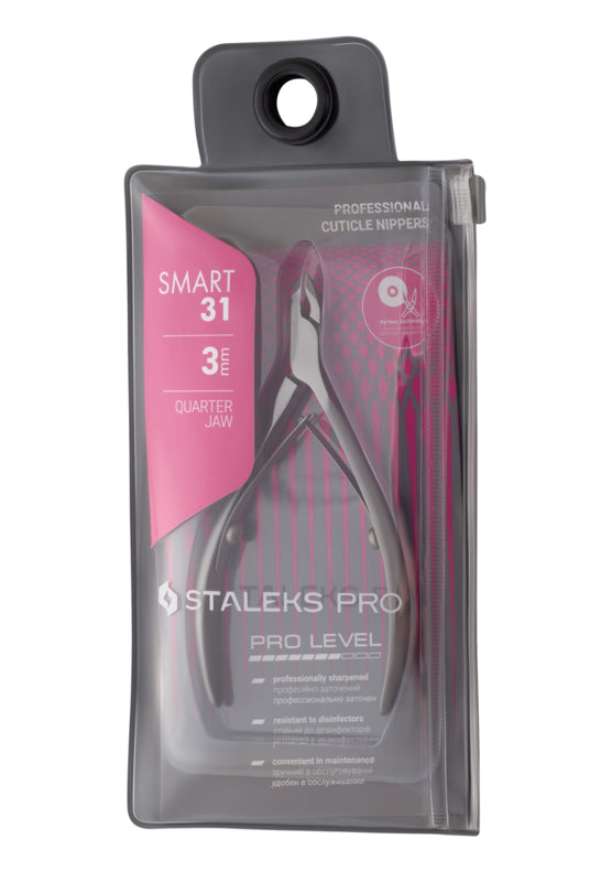 Alicates profesionales para cutículas Smart 31 de Staleks, mandíbula de cuarto de 3 mm (NS-31-3)
