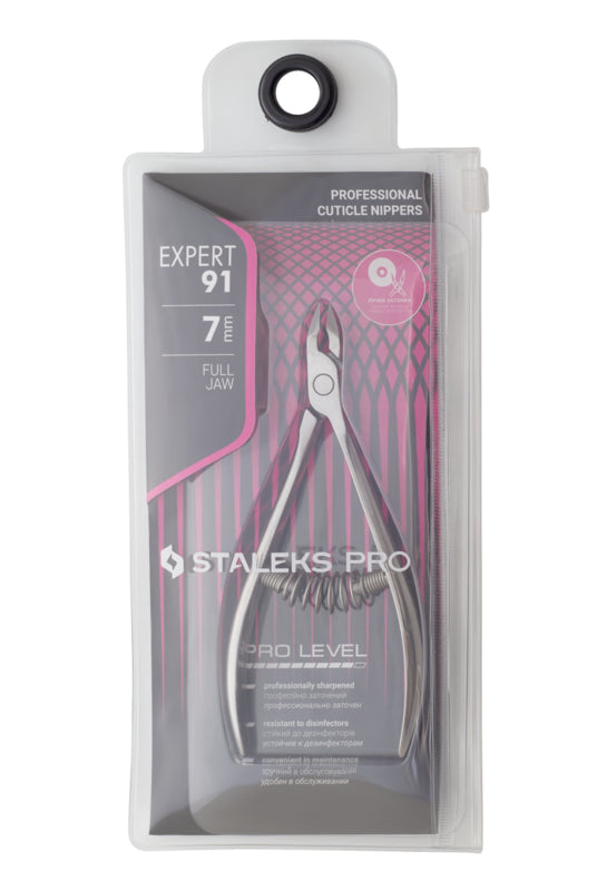 Alicates profesionales para cutículas Staleks Expert 91 7 mm, mordaza completa (NE-91-7)