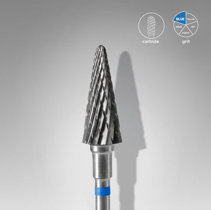 Fresa de carburo para uñas Staleks, cono puntiagudo azul de 6.0mm (FT71B060/14)