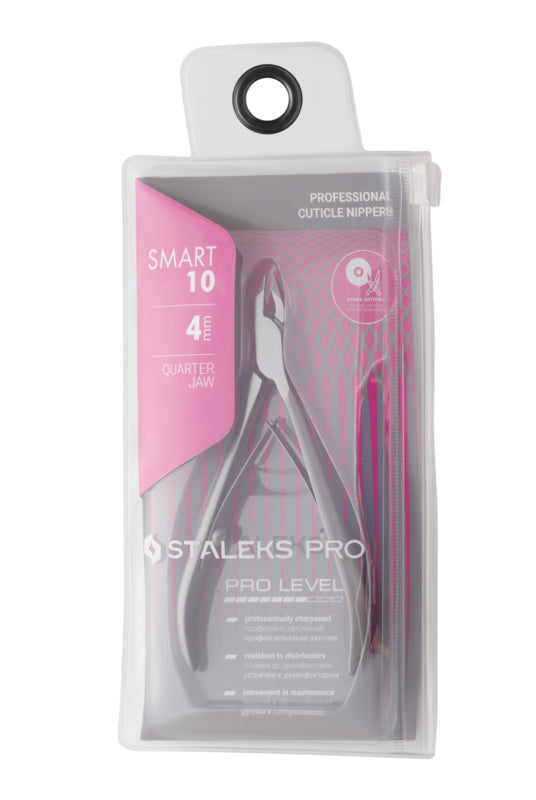 Alicates profesionales para cutículas Staleks Smart 10 de 4 mm, mordaza de un cuarto (NS-10-4)
