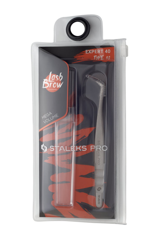 Staleks Pro Eyelash Tweezers Expert 40 Type 12 Curved for Volume Lash Extensions (TE-40/12)