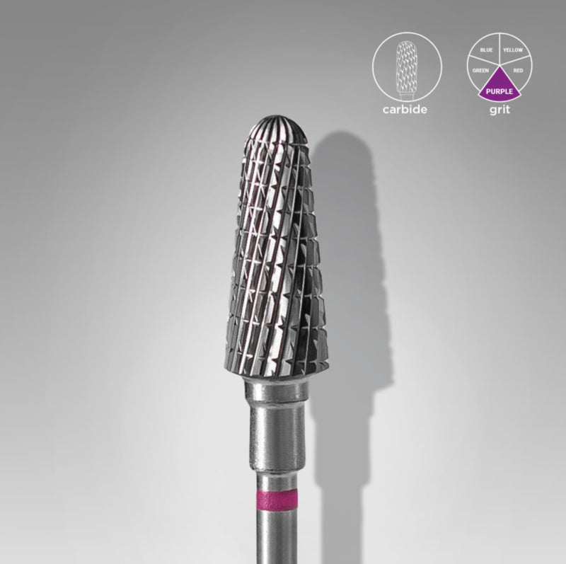 Fresa de carburo para uñas Staleks, tronco de cono morada de 6.0mm (FT70V060/14)