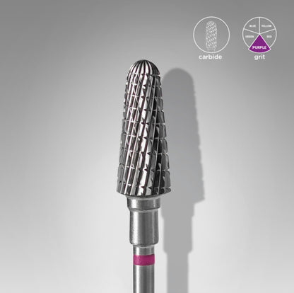 Fresa de carburo para uñas Staleks, tronco de cono morada de 6.0mm (FT70V060/14)