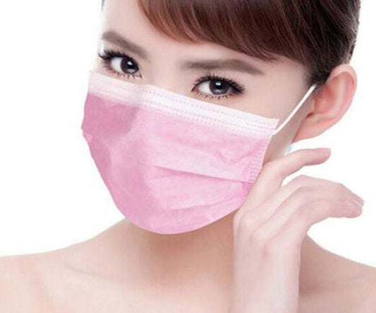 Face Mask 3-Ply Pink 50 Pack