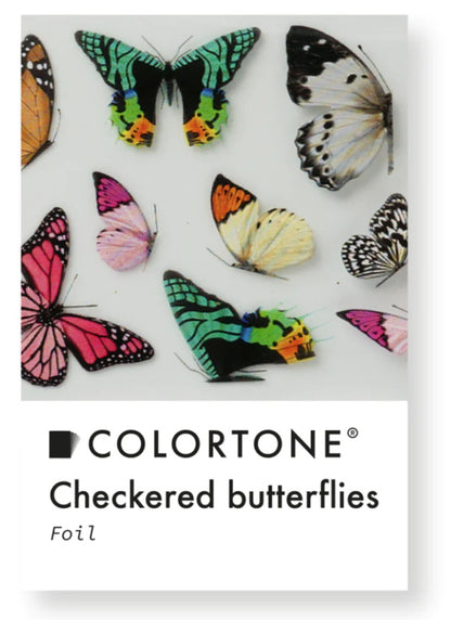 Papel de aluminio transparente con mariposas de cuadros de Colortone