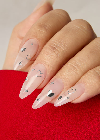 The GelBottle Studio Nail Decals Silver Heart Outlines