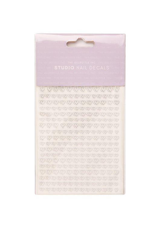 The GelBottle Studio Nail Decals Silver Heart Outlines