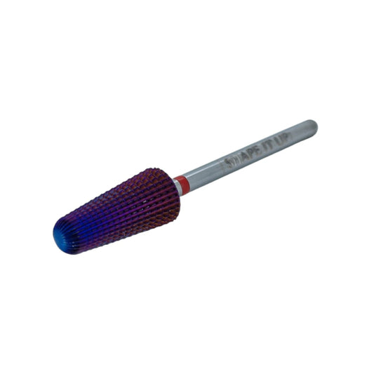 Shape It Up Carbide Bur Bit Purple Rounded Volcano Cone 2-Way Fine Red (Manicure Pedicure)