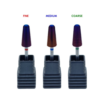Shape It Up Carbide Bur Bit Purple Rounded Volcano Cone 2-Way Fine Red (Manicure Pedicure)