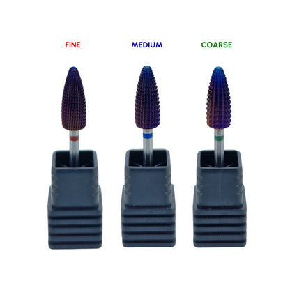 Shape It Up Carbide Bur Bit Purple Typhoon Flame 2-Way Coarse Green (Manicure Pedicure)