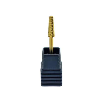 Shape It Up Carbide Bur Bit Narrow Rounded Cone Coarse Gold Series (Manicure Pedicure)