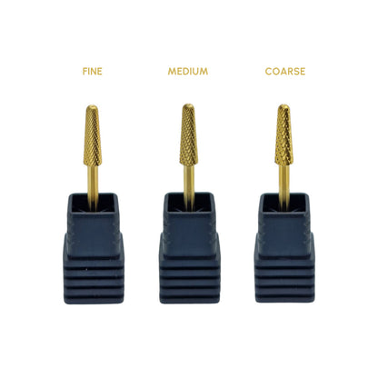 Shape It Up Carbide Bur Narrow Rounded Cone Medium Gold Series (Manicure Pedicure)