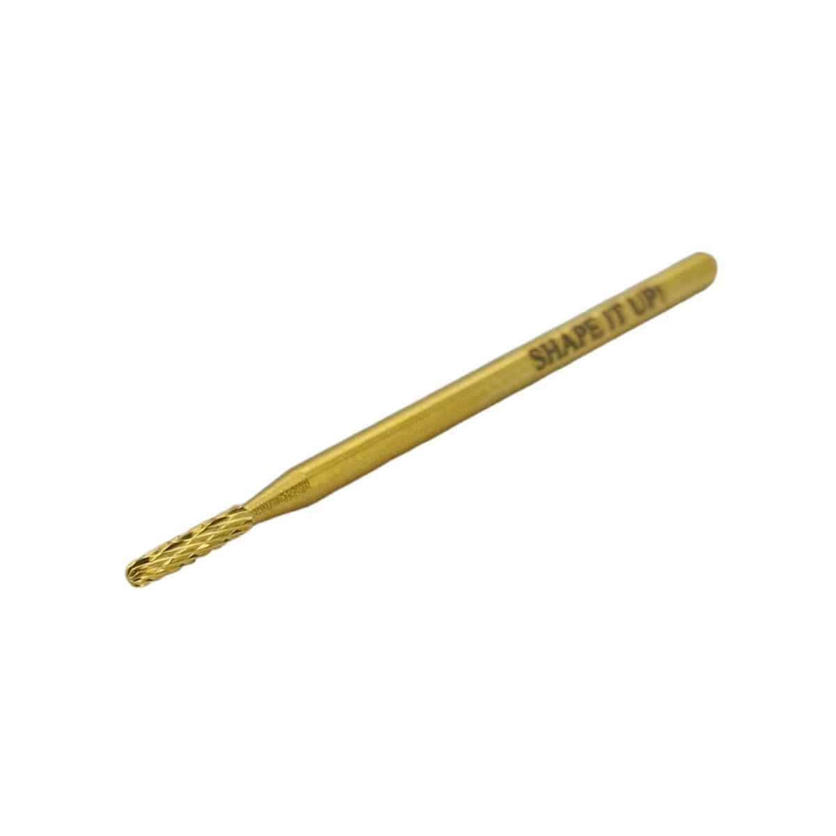 Shape It Up Carbide Bur Bit Narrow Cylinder Round Top Medium Blue Gold Series (Manicure Pedicure)