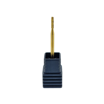 Shape It Up Carbide Bur Bit Narrow Cylinder Round Top Medium Blue Gold Series (Manicure Pedicure)