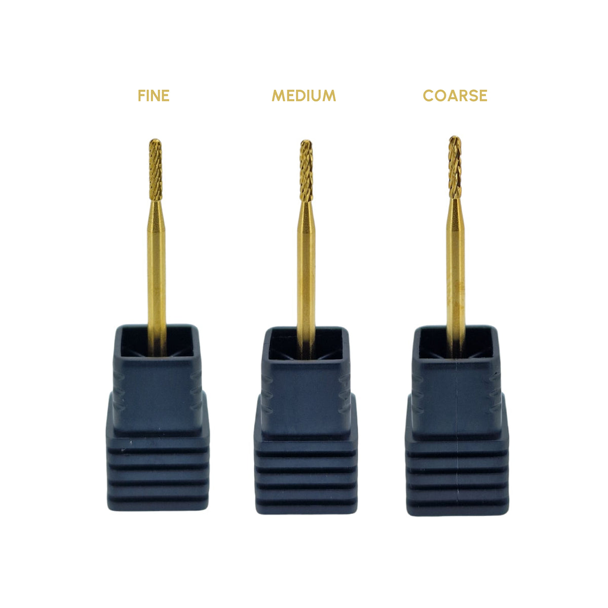 Shape It Up Carbide Bur Bit Narrow Cylinder Round Top Medium Blue Gold Series (Manicure Pedicure)