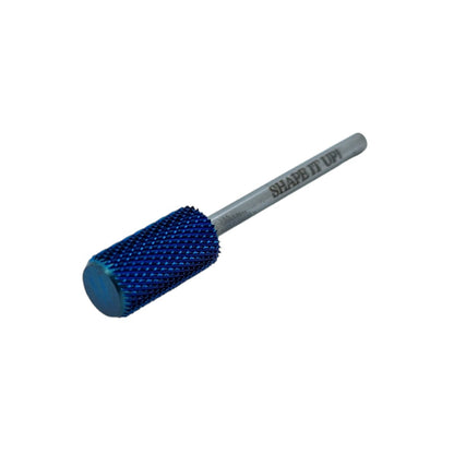 Shape It Up Fresa de carburo de seguridad para torno Cilindro grande con parte superior plana lisa Grano medio Azul (Manicura Pedicura)