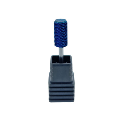 Shape It Up Fresa de carburo de seguridad para torno Cilindro grande con parte superior plana lisa Grano medio Azul (Manicura Pedicura)
