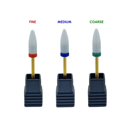 Shape It Up Ceramic Milling Bit Long Flame Fine Red Gold Series (Manicure Pedicure)