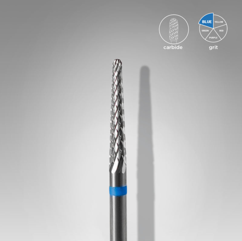 Fresa de carburo para uñas Staleks, cono azul de 2.3mm (FT71B023/14)