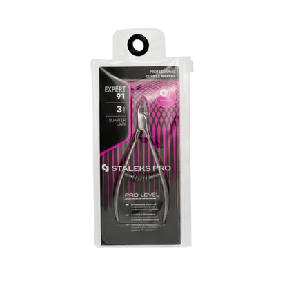 Alicates profesionales para cutículas Staleks Expert 91 de 3 mm, mandíbula de cuarto (NE-91-3)
