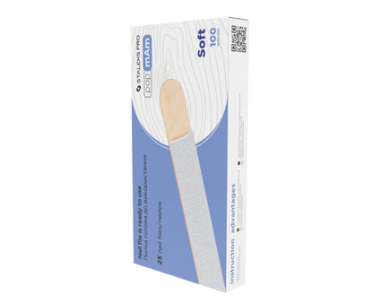 Staleks Pro Expert 20 lima recta Soft Base White + base de madera, 25 unidades (serie DWCE-20)