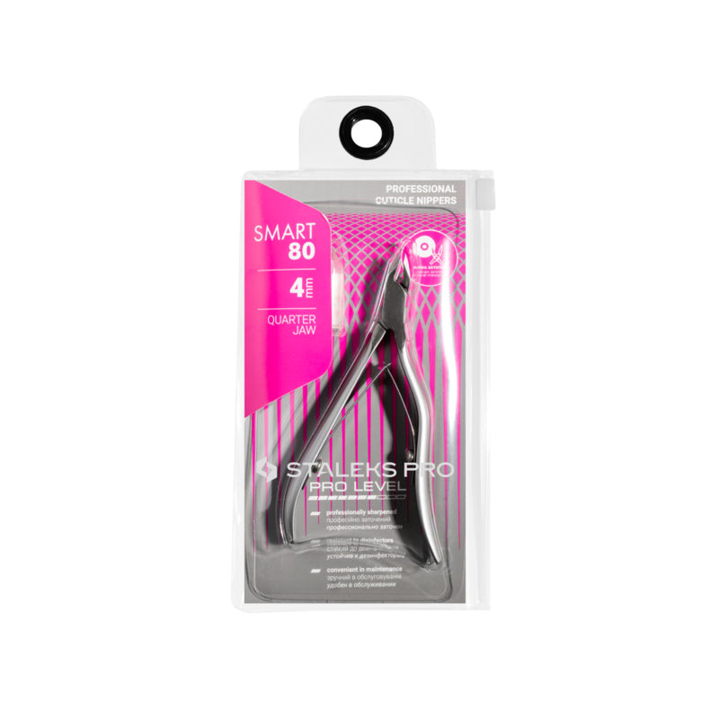 Alicates profesionales para cutículas Staleks Smart 80 4 mm, mordaza de un cuarto (NS-80-4)